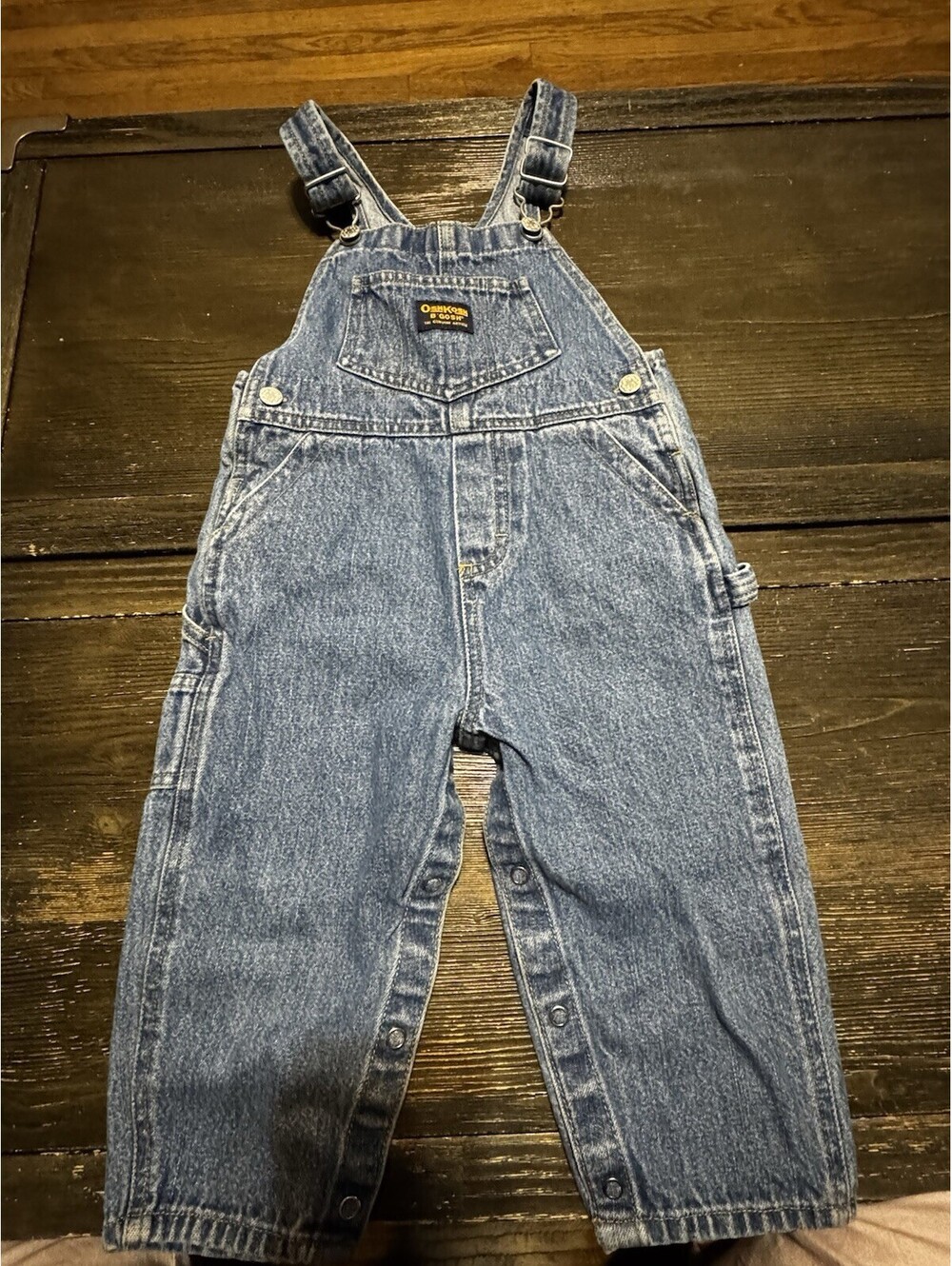 Vintage OshKosh B’Gosh 24M Denim Overalls Blue Jeans Bib Carpenter Snap Leg